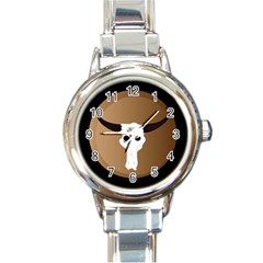 Logo The Cow Animals Round Italian Charm Watch by Nexatart