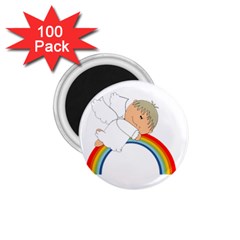 Angel Rainbow Cute Cartoon Angelic 1 75  Magnets (100 Pack)  by Nexatart