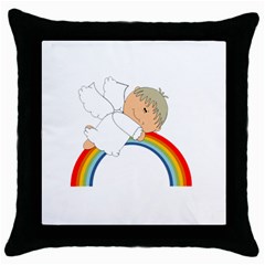 Angel Rainbow Cute Cartoon Angelic Throw Pillow Case (black) by Nexatart