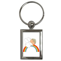 Angel Rainbow Cute Cartoon Angelic Key Chains (rectangle)  by Nexatart