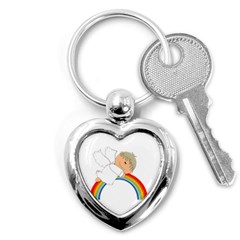 Angel Rainbow Cute Cartoon Angelic Key Chains (heart)  by Nexatart