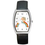 Angel Rainbow Cute Cartoon Angelic Barrel Style Metal Watch Front