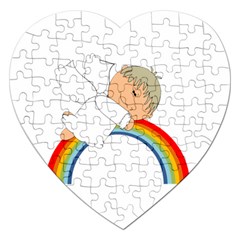 Angel Rainbow Cute Cartoon Angelic Jigsaw Puzzle (heart) by Nexatart