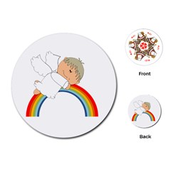 Angel Rainbow Cute Cartoon Angelic Playing Cards (round)  by Nexatart