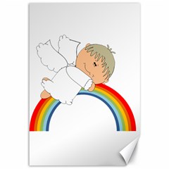 Angel Rainbow Cute Cartoon Angelic Canvas 12  X 18   by Nexatart