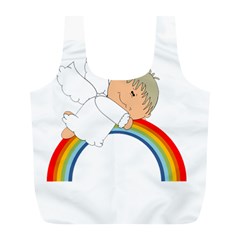 Angel Rainbow Cute Cartoon Angelic Full Print Recycle Bags (l)  by Nexatart