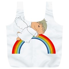 Angel Rainbow Cute Cartoon Angelic Full Print Recycle Bags (l) 