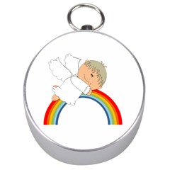 Angel Rainbow Cute Cartoon Angelic Silver Compasses by Nexatart