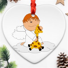 Pet Giraffe Angel Cute Boy Ornament (heart) by Nexatart