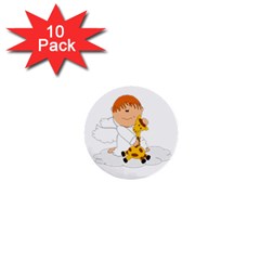 Pet Giraffe Angel Cute Boy 1  Mini Buttons (10 Pack)  by Nexatart