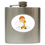 Pet Giraffe Angel Cute Boy Hip Flask (6 oz) Front