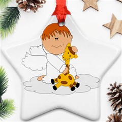 Pet Giraffe Angel Cute Boy Star Ornament (two Sides) by Nexatart