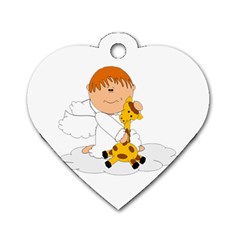 Pet Giraffe Angel Cute Boy Dog Tag Heart (two Sides) by Nexatart