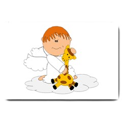 Pet Giraffe Angel Cute Boy Large Doormat  by Nexatart