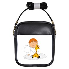 Pet Giraffe Angel Cute Boy Girls Sling Bags by Nexatart