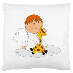 Pet Giraffe Angel Cute Boy Large Cushion Case (two Sides) by Nexatart