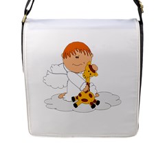 Pet Giraffe Angel Cute Boy Flap Messenger Bag (l)  by Nexatart