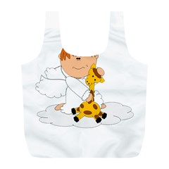 Pet Giraffe Angel Cute Boy Full Print Recycle Bags (l)  by Nexatart