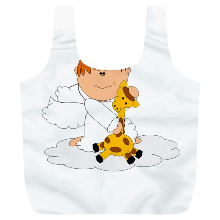 Pet Giraffe Angel Cute Boy Full Print Recycle Bags (L) 