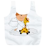 Pet Giraffe Angel Cute Boy Full Print Recycle Bags (L)  Back