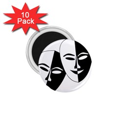 Theatermasken Masks Theater Happy 1 75  Magnets (10 Pack)  by Nexatart