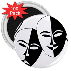 Theatermasken Masks Theater Happy 3  Magnets (100 Pack) by Nexatart