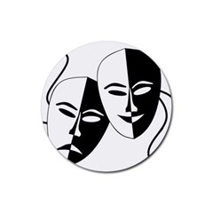 Theatermasken Masks Theater Happy Rubber Coaster (round)  by Nexatart