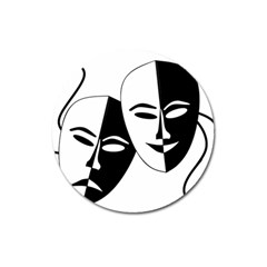 Theatermasken Masks Theater Happy Magnet 3  (round) by Nexatart