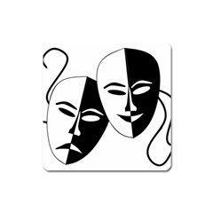 Theatermasken Masks Theater Happy Square Magnet by Nexatart