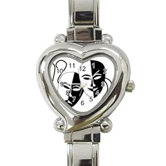 Theatermasken Masks Theater Happy Heart Italian Charm Watch by Nexatart