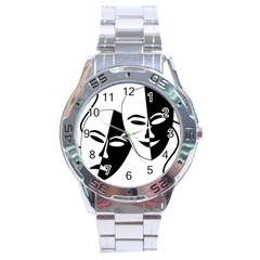 Theatermasken Masks Theater Happy Stainless Steel Analogue Watch by Nexatart