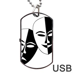 Theatermasken Masks Theater Happy Dog Tag Usb Flash (two Sides) by Nexatart