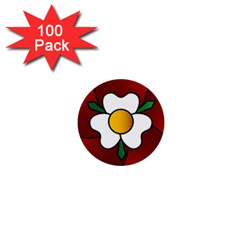 Flower Rose Glass Church Window 1  Mini Buttons (100 Pack)  by Nexatart