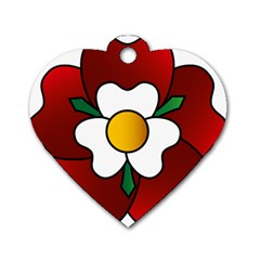 Flower Rose Glass Church Window Dog Tag Heart (one Side) by Nexatart