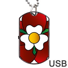 Flower Rose Glass Church Window Dog Tag Usb Flash (two Sides) by Nexatart