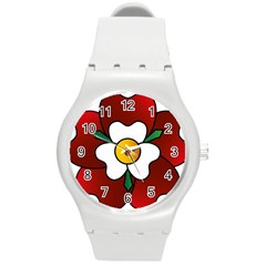 Flower Rose Glass Church Window Round Plastic Sport Watch (m) by Nexatart