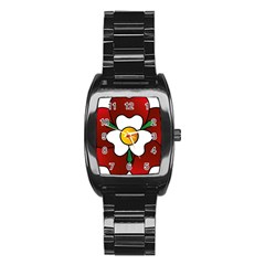 Flower Rose Glass Church Window Stainless Steel Barrel Watch by Nexatart