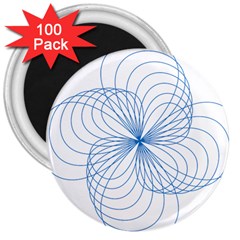 Blue Spirograph Pattern Drawing Design 3  Magnets (100 Pack) by Nexatart