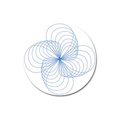 Blue Spirograph Pattern Drawing Design Magnet 3  (round) by Nexatart