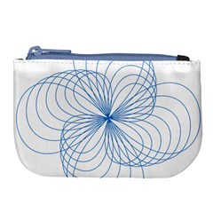 Blue Spirograph Pattern Drawing Design Large Coin Purse by Nexatart