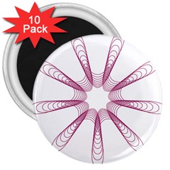 Spirograph Pattern Circle Design 3  Magnets (10 Pack)  by Nexatart