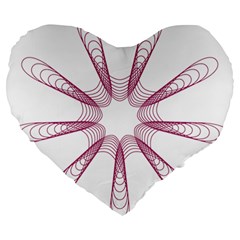 Spirograph Pattern Circle Design Large 19  Premium Heart Shape Cushions by Nexatart