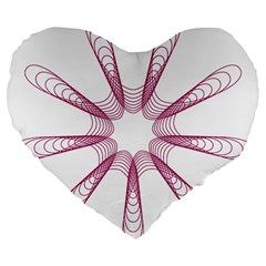 Spirograph Pattern Circle Design Large 19  Premium Flano Heart Shape Cushions by Nexatart