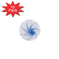 Spirograph Pattern Drawing Design Blue 1  Mini Buttons (10 Pack)  by Nexatart