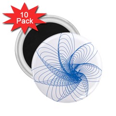 Spirograph Pattern Drawing Design Blue 2 25  Magnets (10 Pack)  by Nexatart