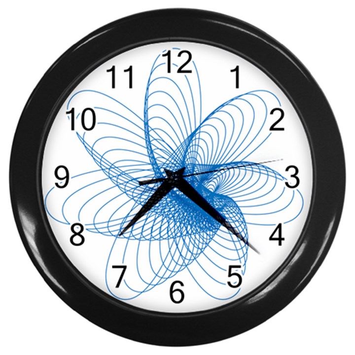 Spirograph Pattern Drawing Design Blue Wall Clocks (Black)