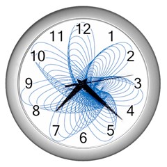 Spirograph Pattern Drawing Design Blue Wall Clocks (silver)  by Nexatart