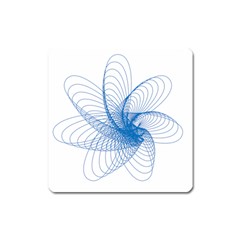 Spirograph Pattern Drawing Design Blue Square Magnet by Nexatart