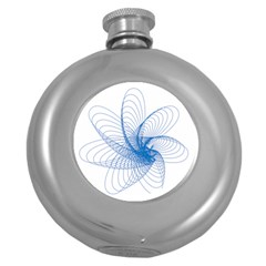 Spirograph Pattern Drawing Design Blue Round Hip Flask (5 Oz) by Nexatart