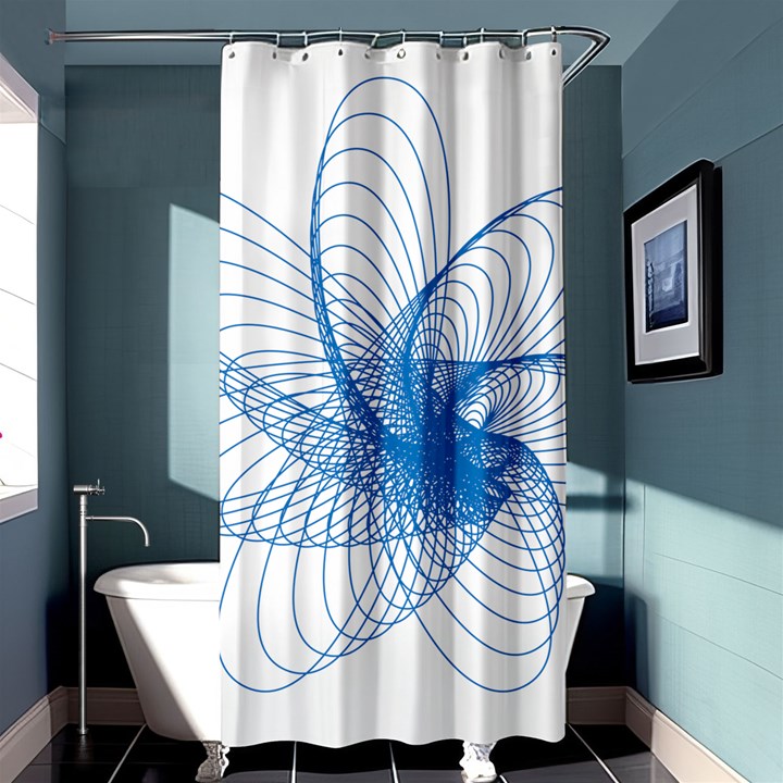 Spirograph Pattern Drawing Design Blue Shower Curtain 36  x 72  (Stall) 